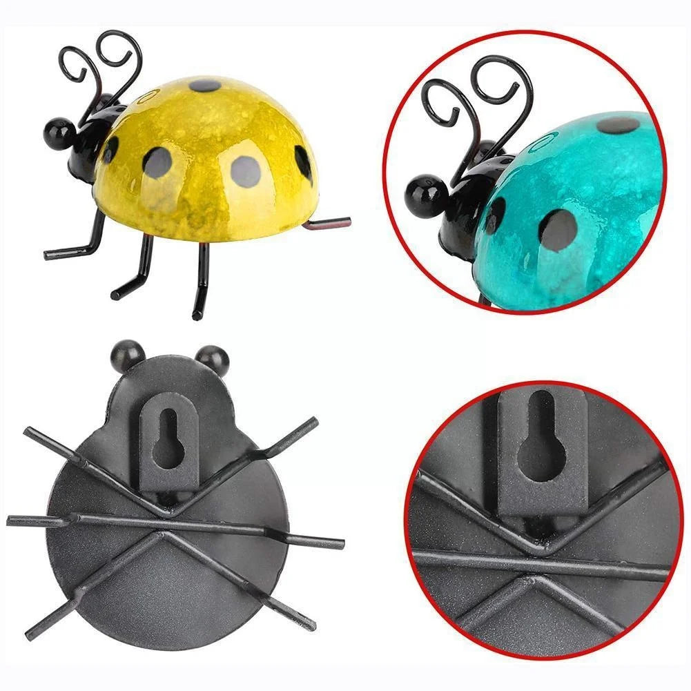 Whimsical Metal Ladybug Wall Decor – Mini Beetle Fence Hanger Sculpture for Garden, Patio & Home Charm