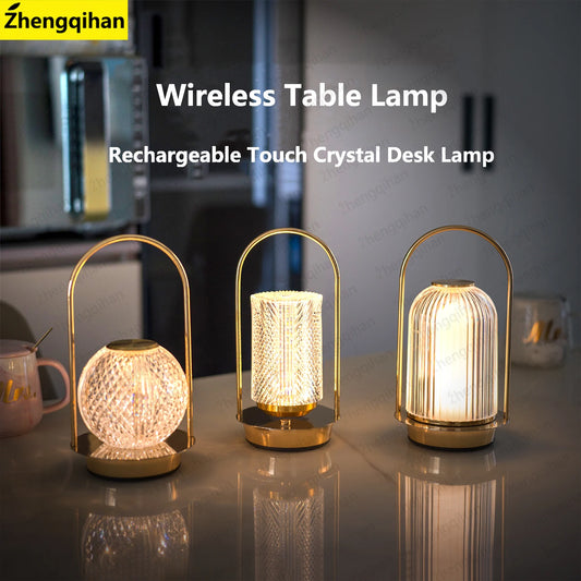 Wireless Crystal Table Lamp – Rechargeable LED Touch Bedside Night Light for Bedroom, Bar & Coffee Décor