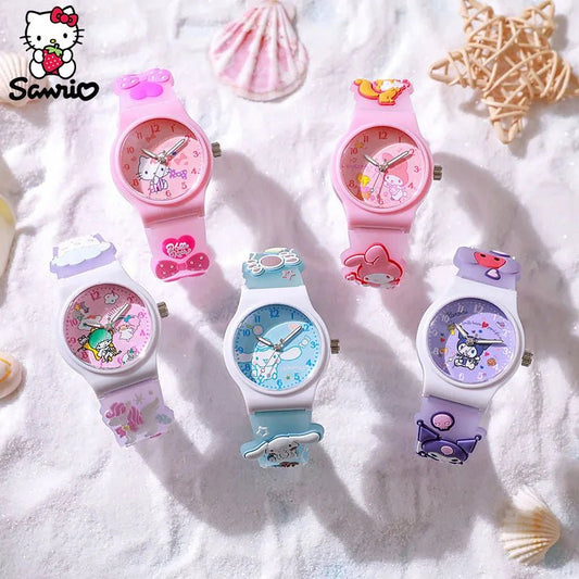 Sanrio Wrist Watch Cinnamoroll Quartz Watchband Y2K Hello Kitty Waterproof Watch Kuromi Clock My Melody Girl Gift Kid Anime Toy - Thrifty Delights