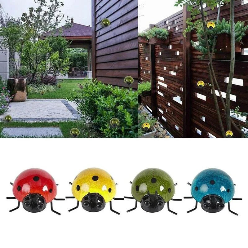 Whimsical Metal Ladybug Wall Decor – Mini Beetle Fence Hanger Sculpture for Garden, Patio & Home Charm