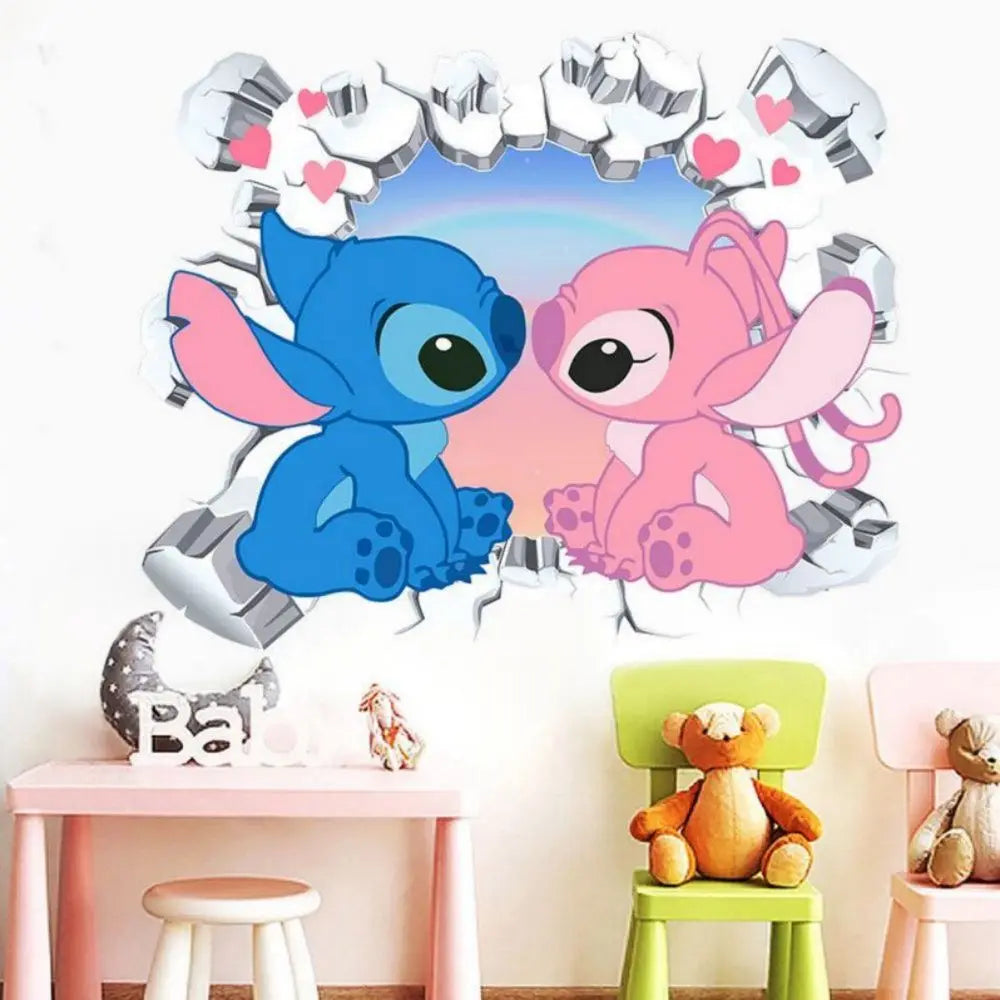 MINISO Lilo & Stitch Cartoon Wall Stickers – Kids Room, Bedroom & Living Room Decorative Animated Poster