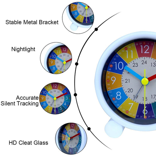Cute Children's Educational Alarm Clock Bedroom Desktop Early Education Small Animal Round Mute For Boy Girls Home Decoration - Thrifty Delights