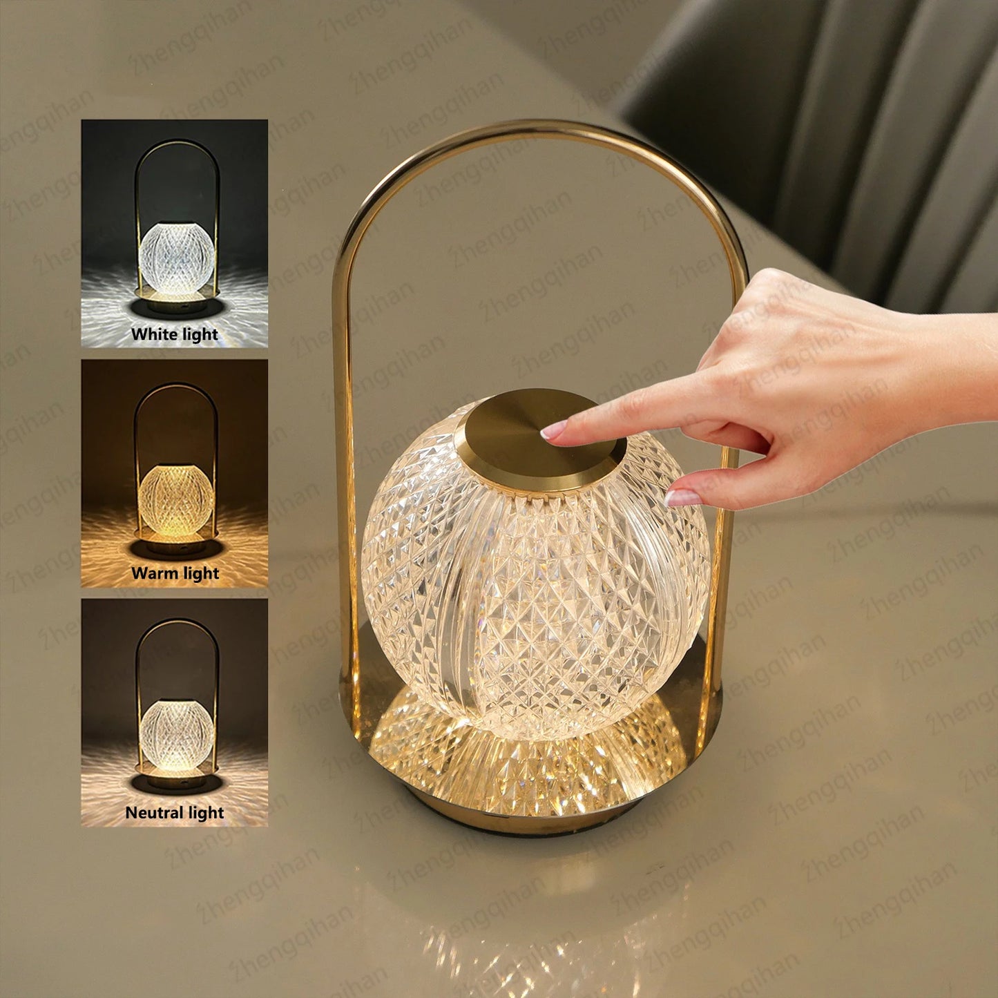 Wireless Crystal Table Lamp – Rechargeable LED Touch Bedside Night Light for Bedroom, Bar & Coffee Décor