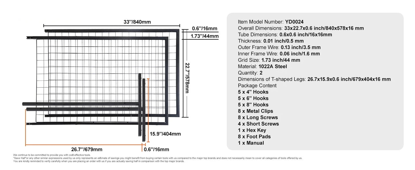 SucceBuy Grid Wall Panels Tower Wire Gridwall Display Racks Double Side Gridwall Panels for Art Craft Shows Retail Shop w/ Hooks