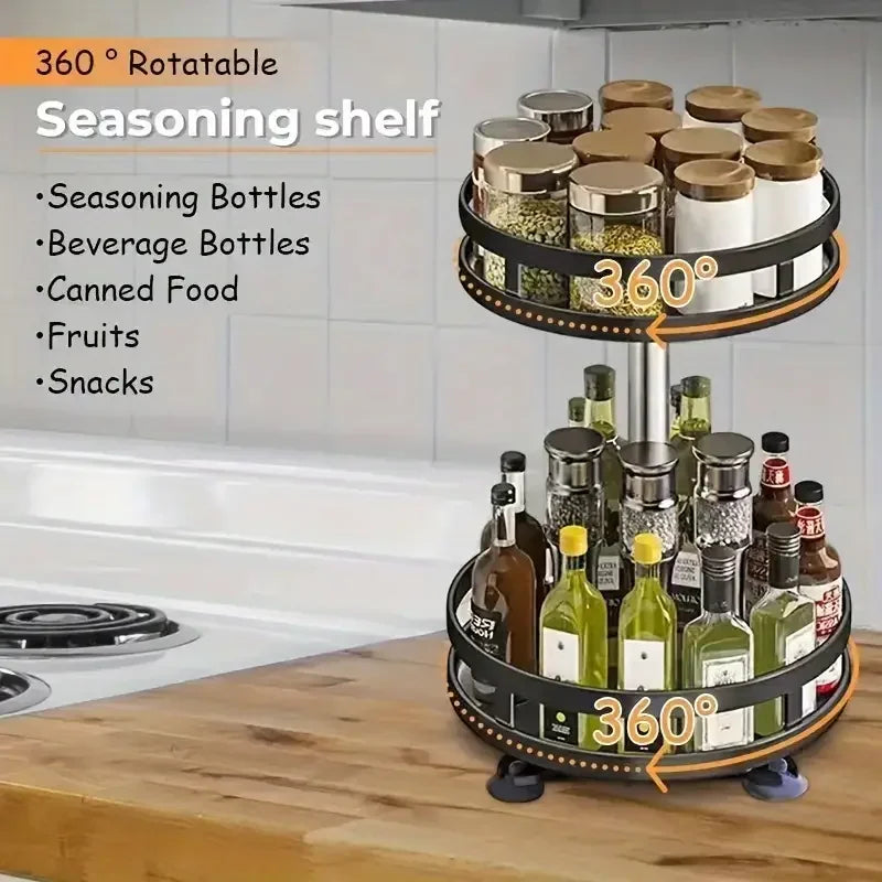 Multi-purpose 360° Rotating Storage Box Space-saving Non-slip Countertop Kitchen Storage Tableware Cosmetics Spice Storage Box