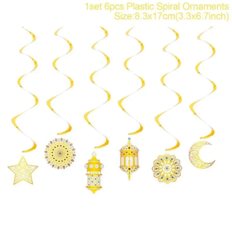 Eid Mubarak Banner Bunting Balloons Plates Tablecloth Kareem Ramadan Decoration For Home 2025 Muslim Islamic Party Supplies