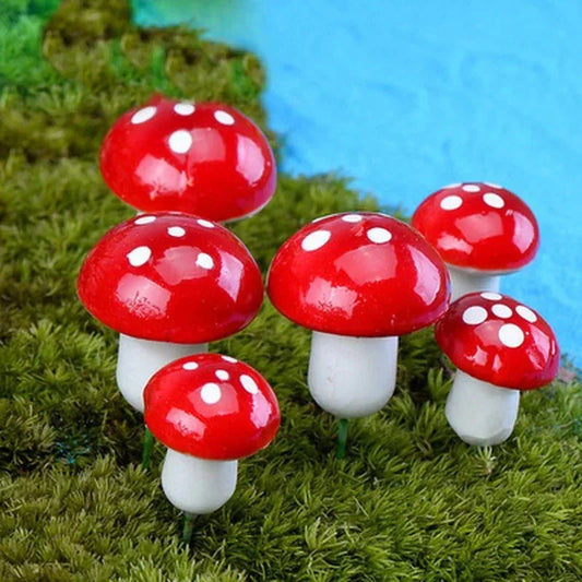 10Pcs/Set Artificial Mini Mushroom Miniatures Fairy Garden Moss Terrarium Resin Crafts Decorations Stakes Craft 2cm 3cm - Thrifty Delights