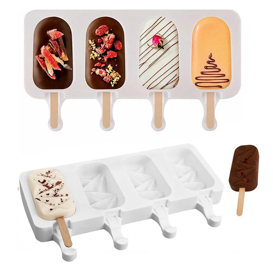 Popsicles Silicone Mold Diamond Ice Cream Mould Homemade Heart Cake Pop Cakesicles Maker Kitchen Accessories Tools Wooden Stick