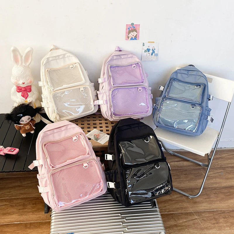 Japanese Style Transparent Ita Bag for Girls Comic Cons Large Capacity Women Backpack Fashion School Bags for College Student JK