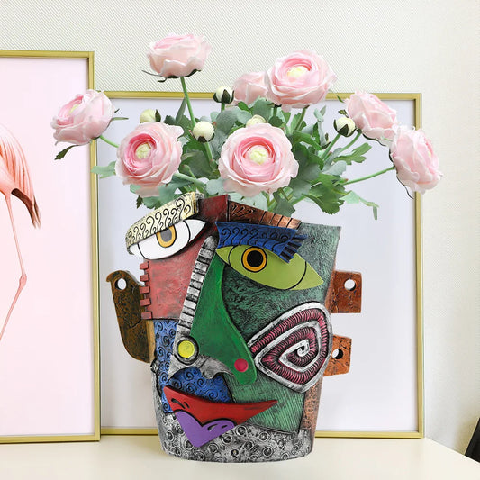 1 Piece of Picasso Brutalist Abstract Face Flower Pot Planting Potted Flower Pot Fun Decorative Flower Resin Succulent Flower Pot