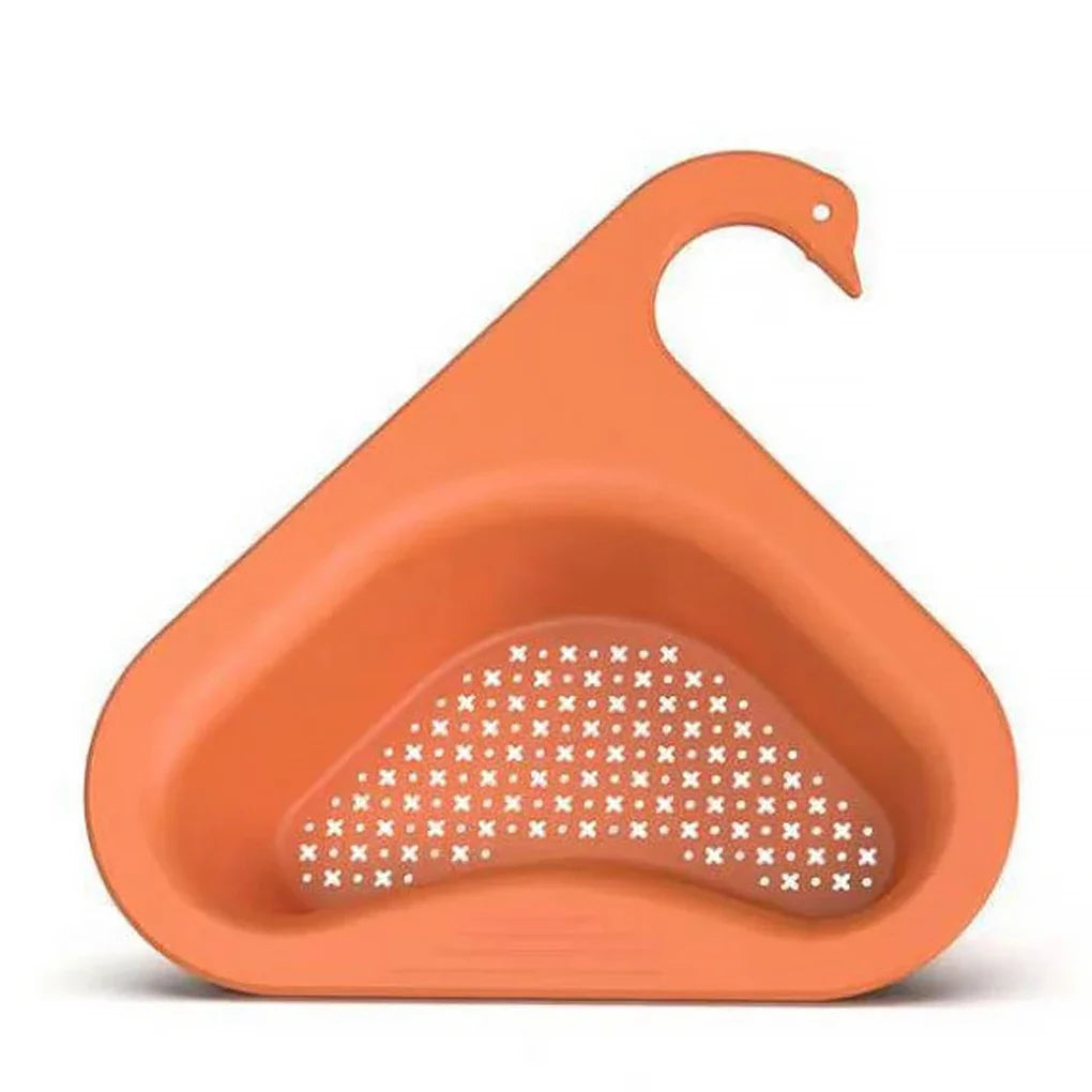 Kitchen Sink Drain Strainer Basket Leftover Garbage Filter Swan Shape Hanging Vegetable Washing Drainer Triangular Storage Rack