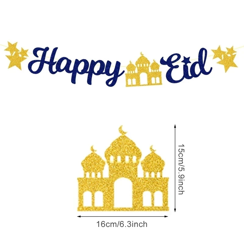 Eid Mubarak Banner Bunting Balloons Plates Tablecloth Kareem Ramadan Decoration For Home 2025 Muslim Islamic Party Supplies