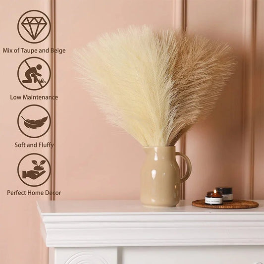 Artificial Pampas Flowers 10pcs Boho Home Decor Bouquet Party Wedding Centerpieces DIY Accessories Fake Flower Reed Pampas Grass - Thrifty Delights