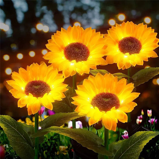 Solar Lights Outdoor Garden Decor Sunflower Ligts Waterproof Solar Outdoor Lamp Decorative Lights for Path Garden Patio Backyard - Thrifty Delights