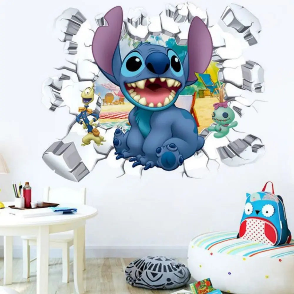 MINISO Lilo & Stitch Cartoon Wall Stickers – Kids Room, Bedroom & Living Room Decorative Animated Poster