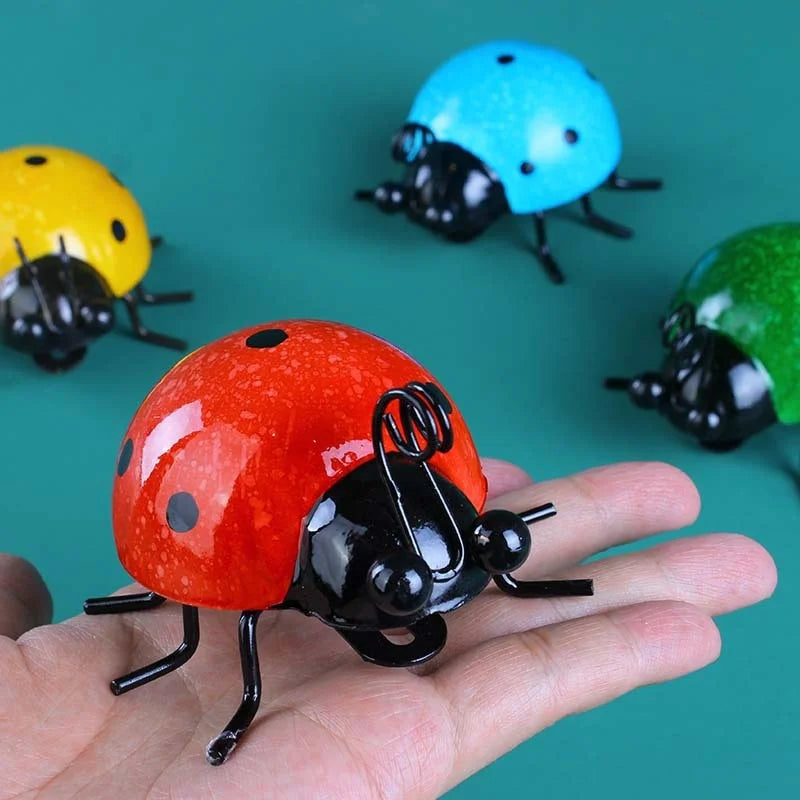 Whimsical Metal Ladybug Wall Decor – Mini Beetle Fence Hanger Sculpture for Garden, Patio & Home Charm