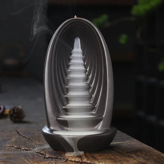 Ceramic Backflow Incense Burners Smoke Waterfall Fountain - Thrifty Delights