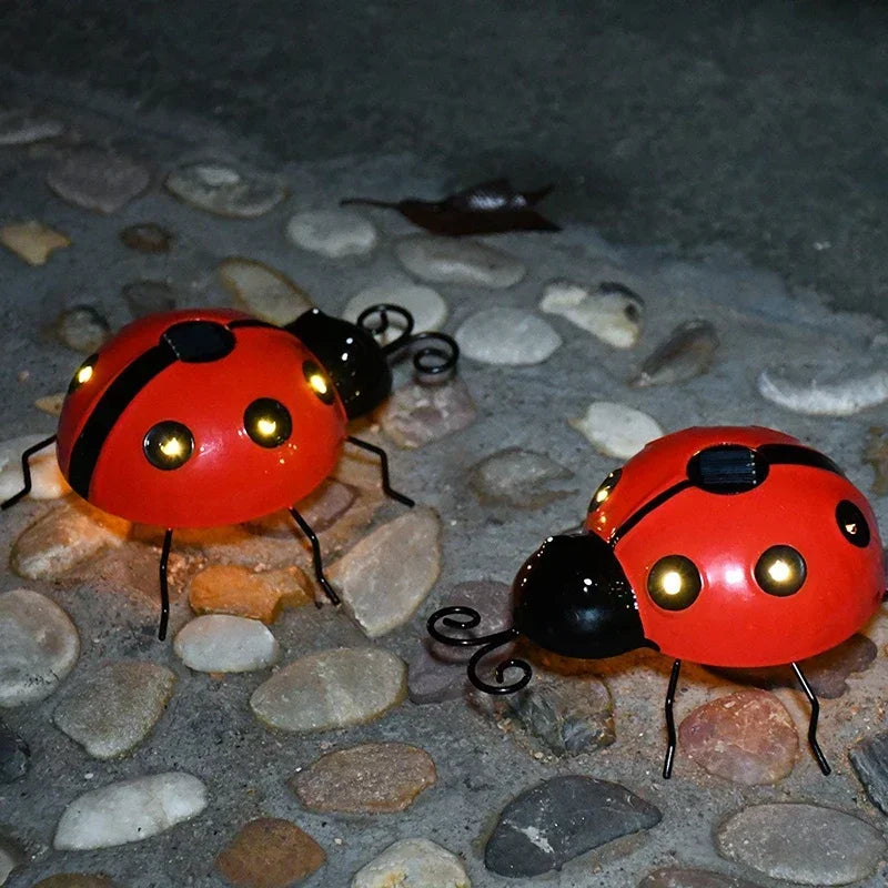 Solar Ladybug Light Outdoor Waterproof LED Garden Decor Wall Hanging Lawn Pathway Landscape Lighting for Yard Patio Statue
