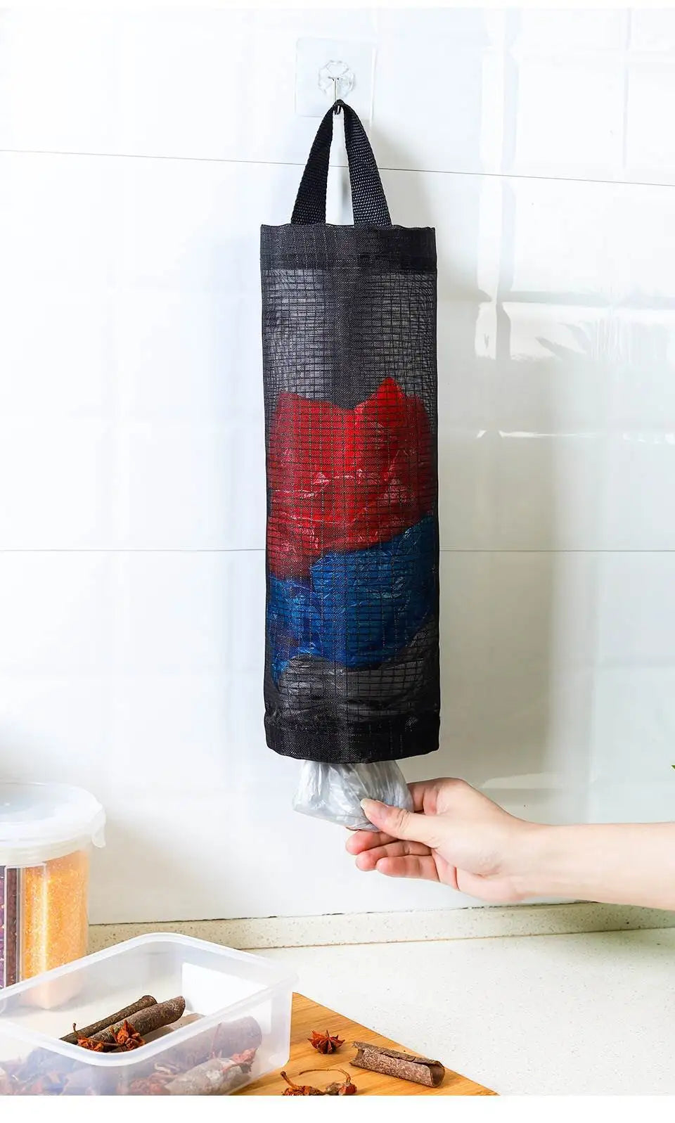 Home Grocery Bag Holder Wall Mount Plastic Bag Holder Dispenser Hanging Storage Trash Garbage Bag Kitchen Garbage Organizer - Thrifty Delights