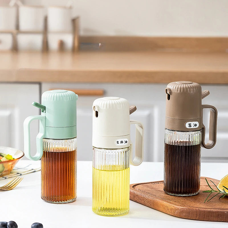 250ml Kitchen Oil Spray Bottle Glass Cooking Anti-leakage Olive Oil Storage Bottle BBQ Air Fryer Oil Dispensers Sprayer Mister