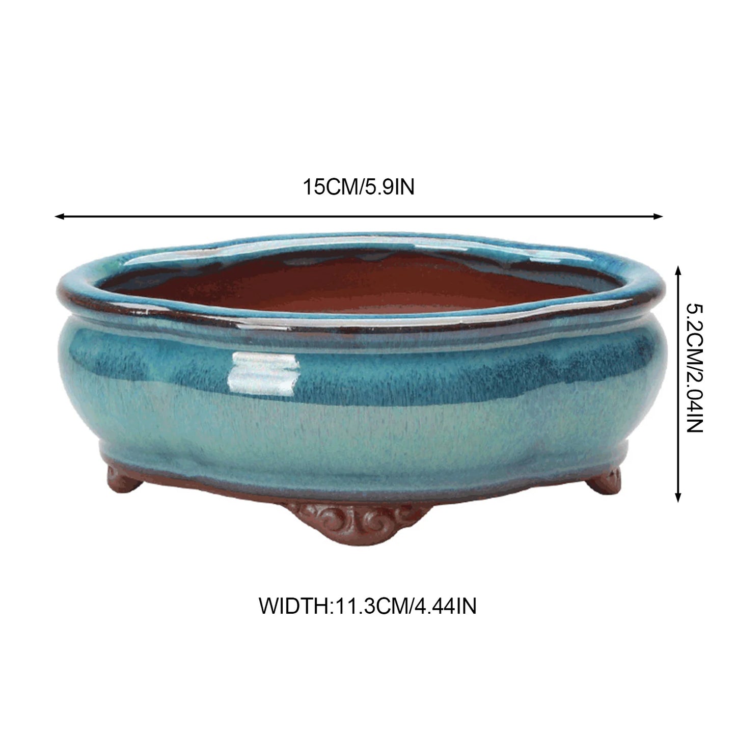 Creative Chinese Style Bonsai Flowerpot Ventilate Purple Sands Ceramic Craft Plant Pot Planter for Home Office Home Decor