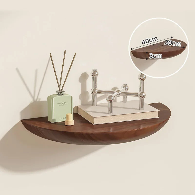 Solid Wooden Semicircle Wall Shelves – Decorative Floating Racks for Entryway, Bedroom, Kitchen & Storage Organization