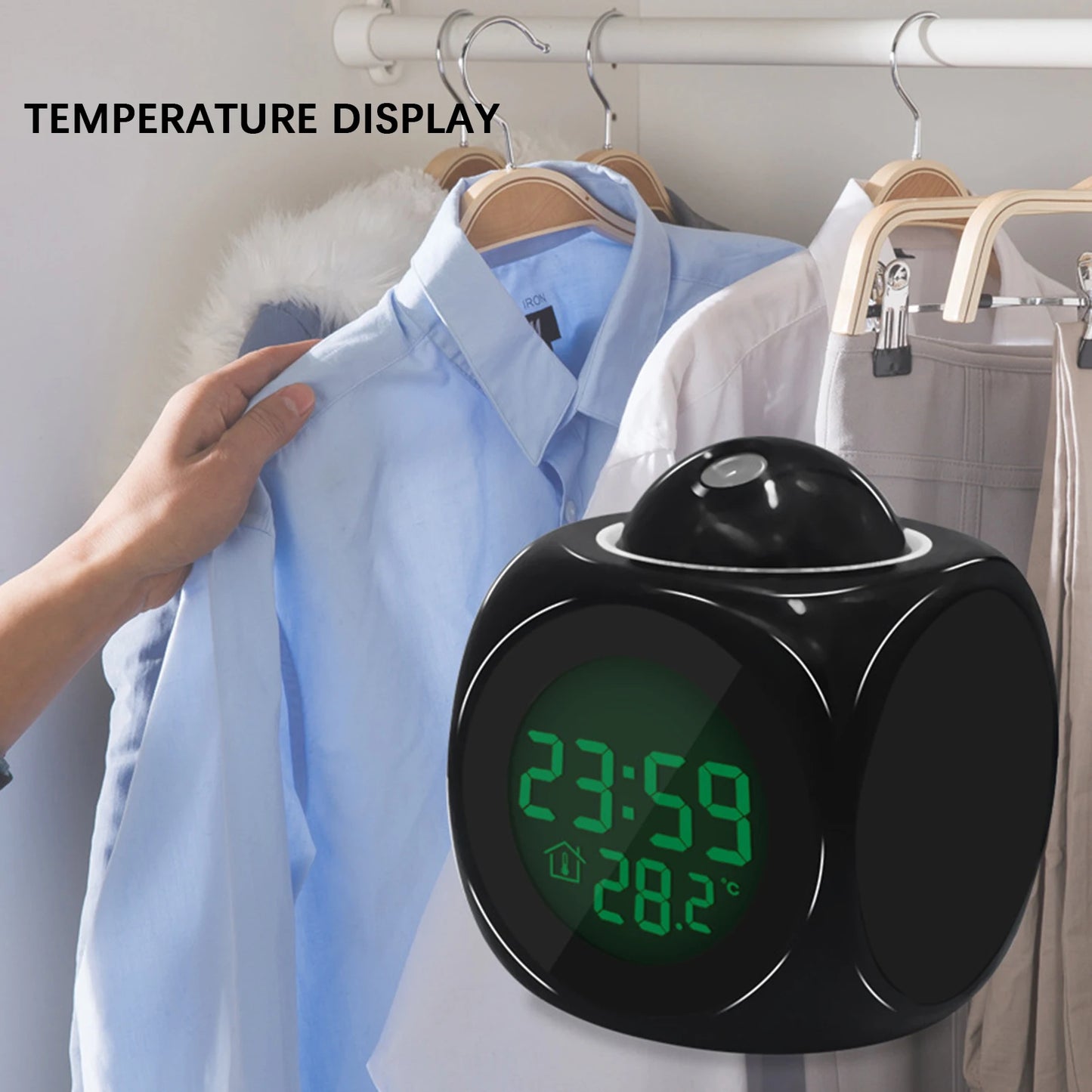 Creative LED Digital Projection Alarm Clock – Time, Temp & Snooze Function for Bedside & Home