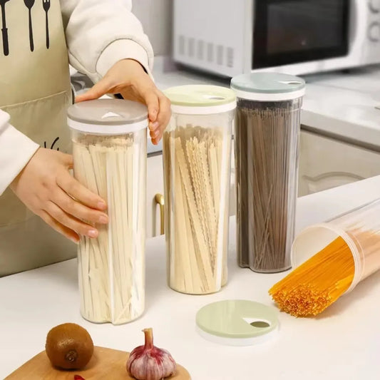Noodle Jar Food Storage Containers Grain Locking Lid Flour Visualization Cylindrical Cover Kitchen Can Refrigerator Organizer