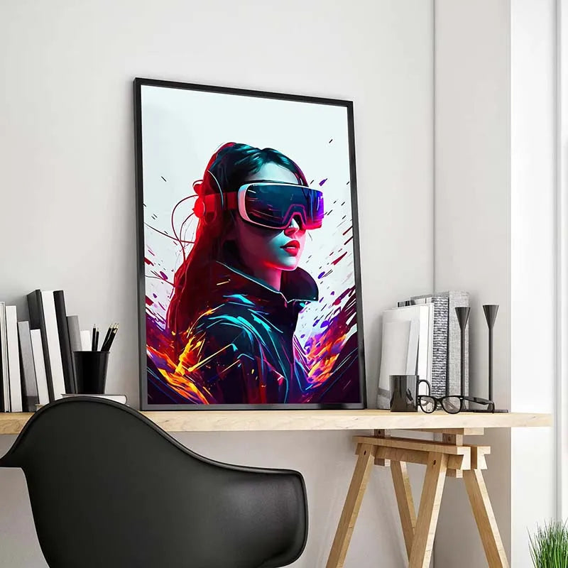 Retro Pop Punk Gaming Gamer Game Zone Poster Aesthetic Abstract Gamepad Girl Canvas Printing Wall Art Picture Kawaii Room Decor