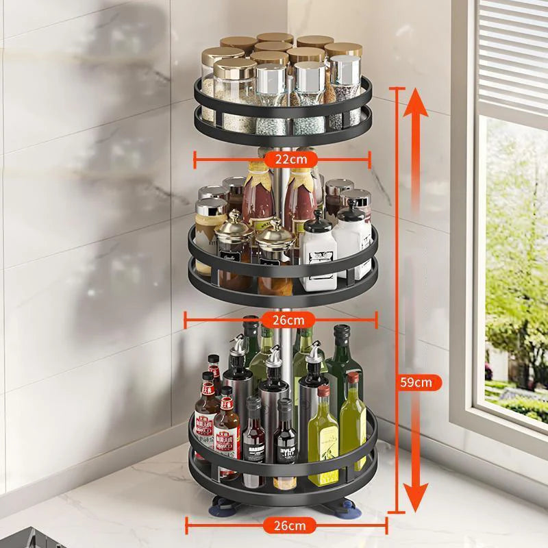 Multi-purpose 360° Rotating Storage Box Space-saving Non-slip Countertop Kitchen Storage Tableware Cosmetics Spice Storage Box