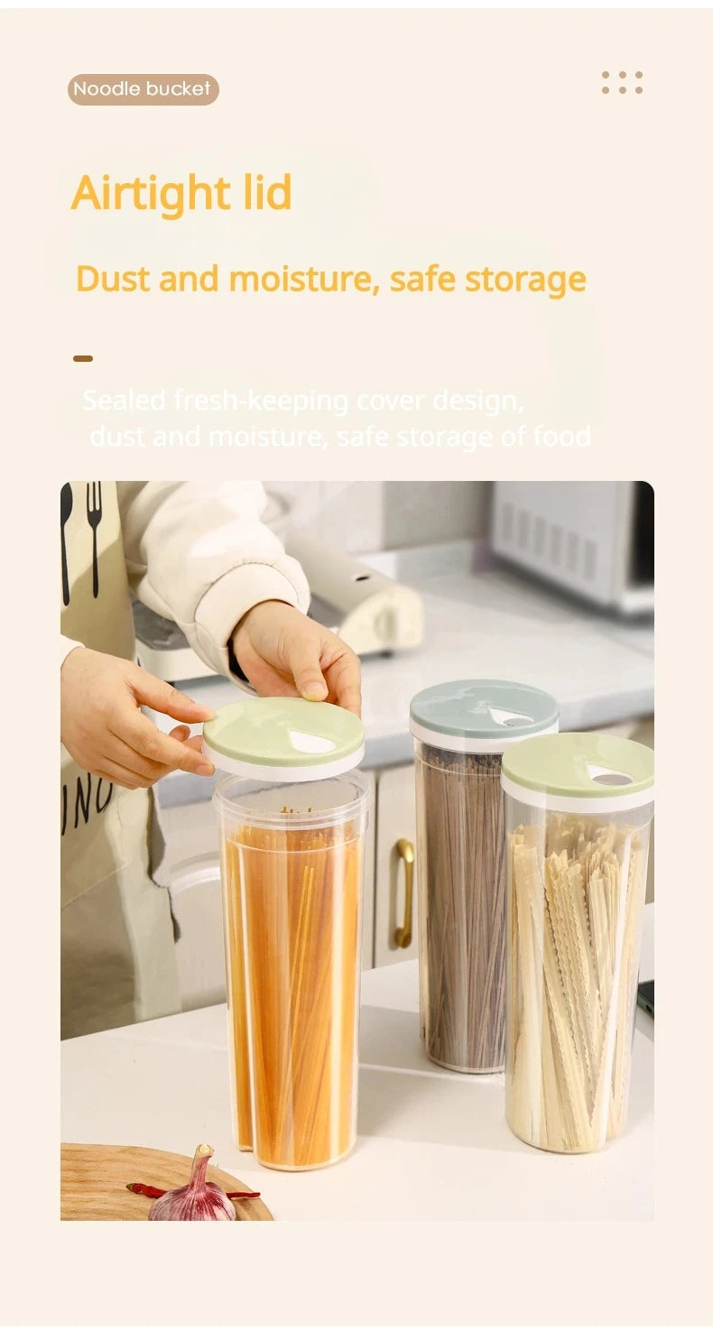 Noodle Jar Food Storage Containers Grain Locking Lid Flour Visualization Cylindrical Cover Kitchen Can Refrigerator Organizer