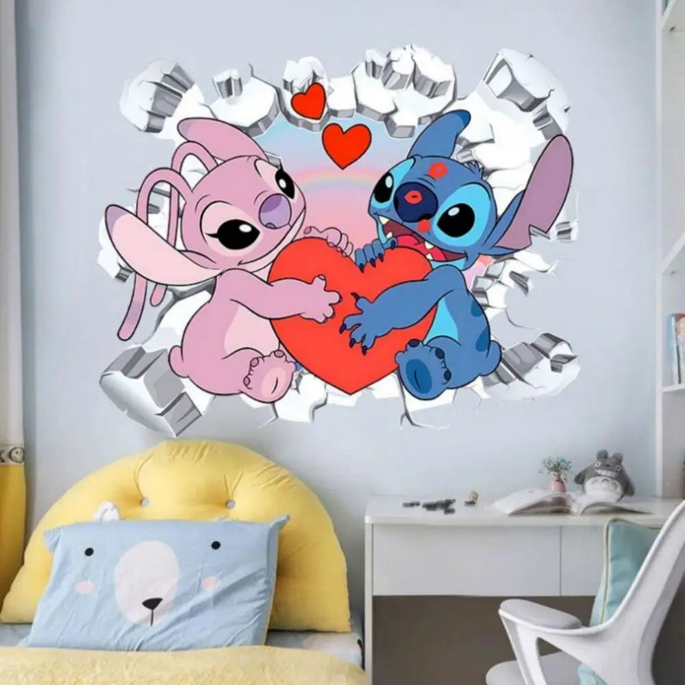 MINISO Lilo & Stitch Cartoon Wall Stickers – Kids Room, Bedroom & Living Room Decorative Animated Poster