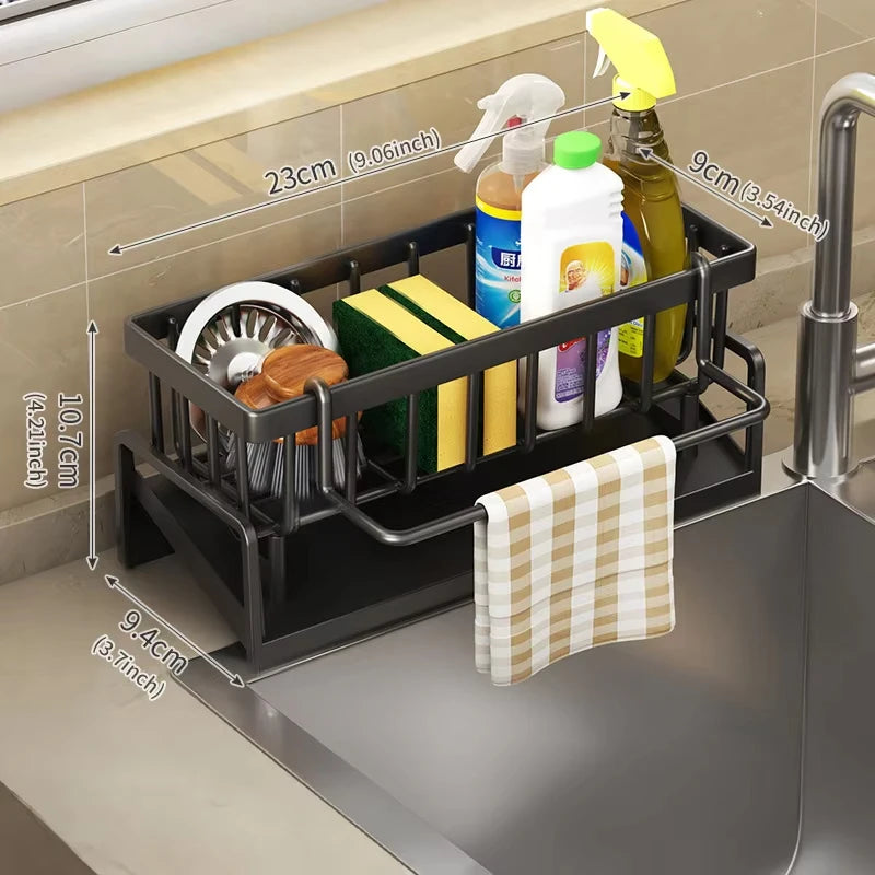 Kitchen Sink Drain Rack Organizer Sponge Storage Faucet Holder Soap Drainer Dishcloth Towel Rack Kitchen Sink Organizer