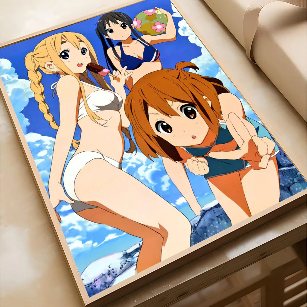 Anime K-ON KON Poster Self-adhesive Art Waterproof Paper Sticker Coffee House Bar Room Wall Decor