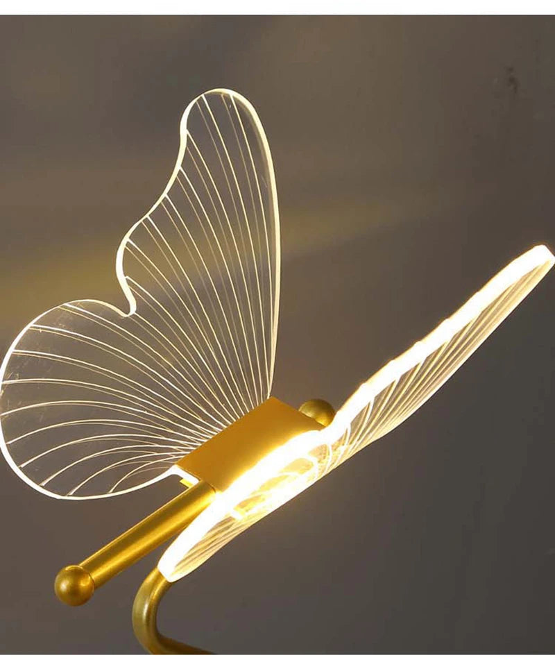 Nordic Butterfly Table Lamp USB Indoor Lighting Switch Button Home Decor Bedroom Bedside Living Room Dinner LED Desk Lamps