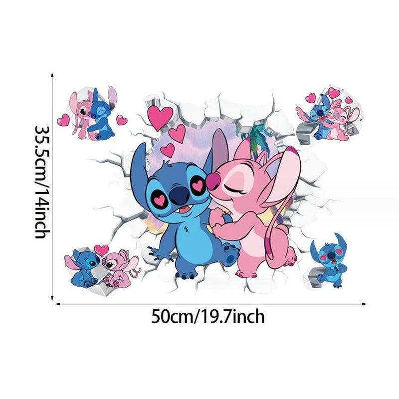 MINISO Lilo & Stitch Cartoon Wall Stickers – Kids Room, Bedroom & Living Room Decorative Animated Poster