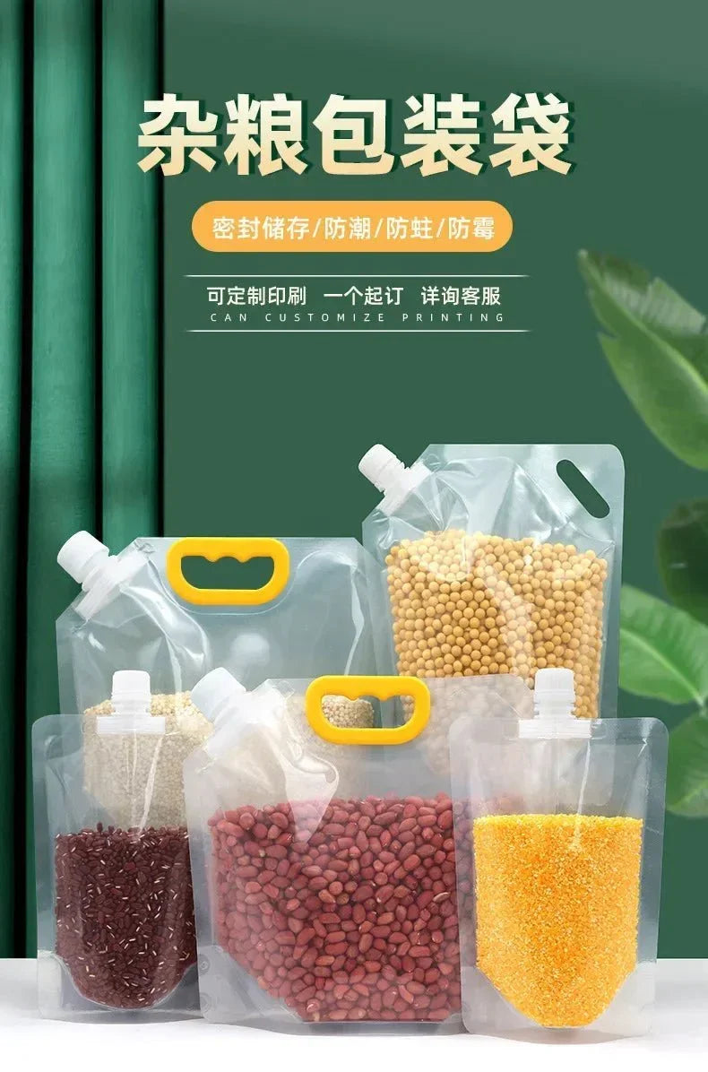 Grains Storage Packaging Bag Rice Dispenser Insect Proof Food Storage Sealed Bag Bean Container Kitchen Organizer with Nozzle - Thrifty Delights