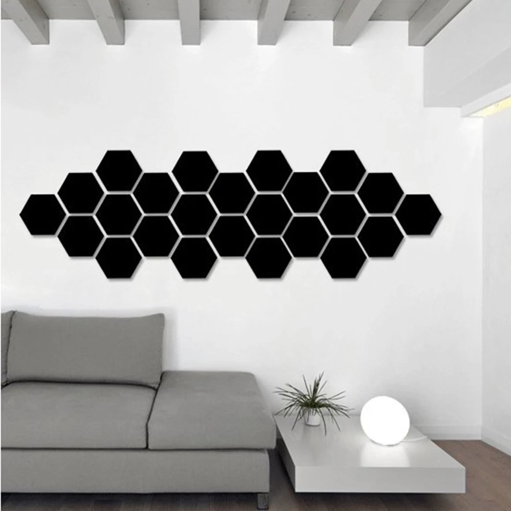 Hexagon 3D Mirror Wall Sticker Multiple Sizes DIY TV Background Living Room Stickers Wall Decor Bedroom Bathroom Home Decoration - Thrifty Delights