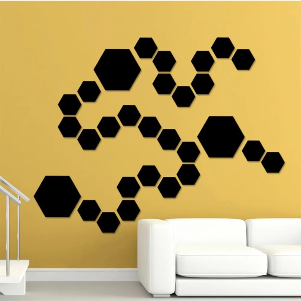 Hexagon 3D Mirror Wall Sticker Multiple Sizes DIY TV Background Living Room Stickers Wall Decor Bedroom Bathroom Home Decoration - Thrifty Delights