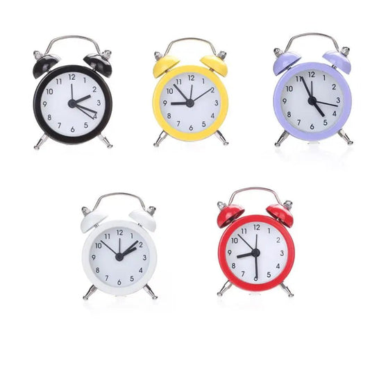 Mini Pure Color Alarm Clock, Twin Bell, Silent Alloy, Stainless, Metal, Household, Students, YH - 459873 - Thrifty Delights