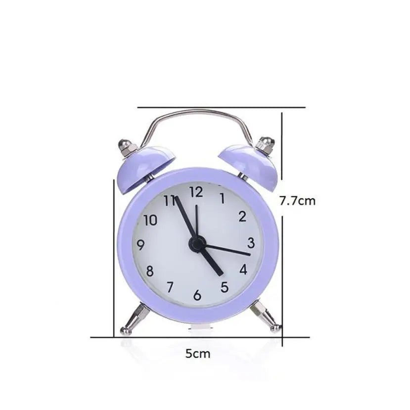Mini Pure Color Alarm Clock, Twin Bell, Silent Alloy, Stainless, Metal, Household, Students, YH - 459873 - Thrifty Delights