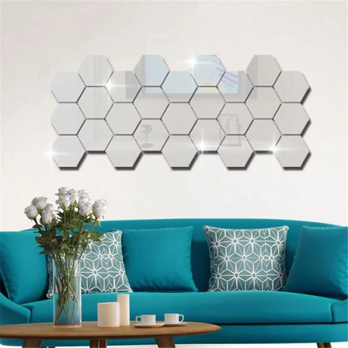 Hexagon 3D Mirror Wall Sticker Multiple Sizes DIY TV Background Living Room Stickers Wall Decor Bedroom Bathroom Home Decoration - Thrifty Delights
