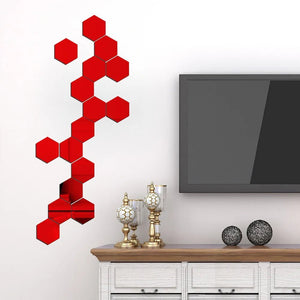 Hexagon 3D Mirror Wall Sticker Multiple Sizes DIY TV Background Living Room Stickers Wall Decor Bedroom Bathroom Home Decoration - Thrifty Delights