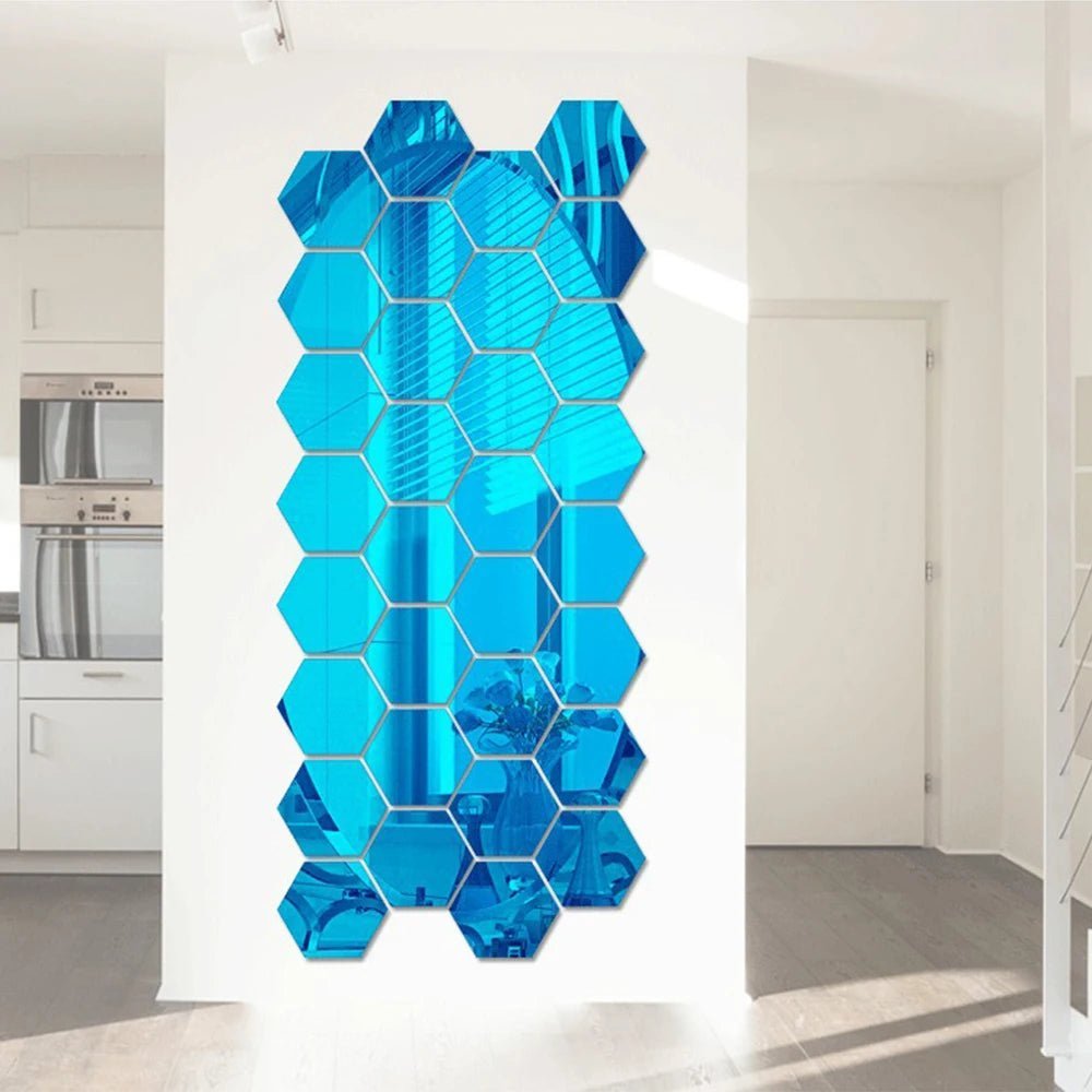Hexagon 3D Mirror Wall Sticker Multiple Sizes DIY TV Background Living Room Stickers Wall Decor Bedroom Bathroom Home Decoration - Thrifty Delights