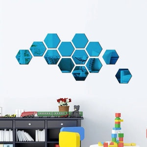Hexagon 3D Mirror Wall Sticker Multiple Sizes DIY TV Background Living Room Stickers Wall Decor Bedroom Bathroom Home Decoration - Thrifty Delights