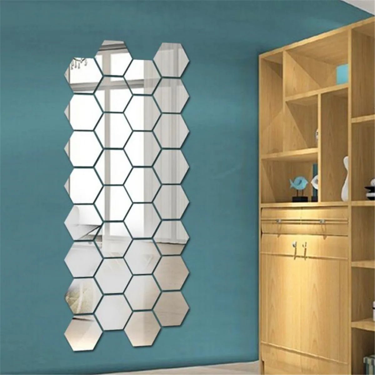 Hexagon 3D Mirror Wall Sticker Multiple Sizes DIY TV Background Living Room Stickers Wall Decor Bedroom Bathroom Home Decoration - Thrifty Delights