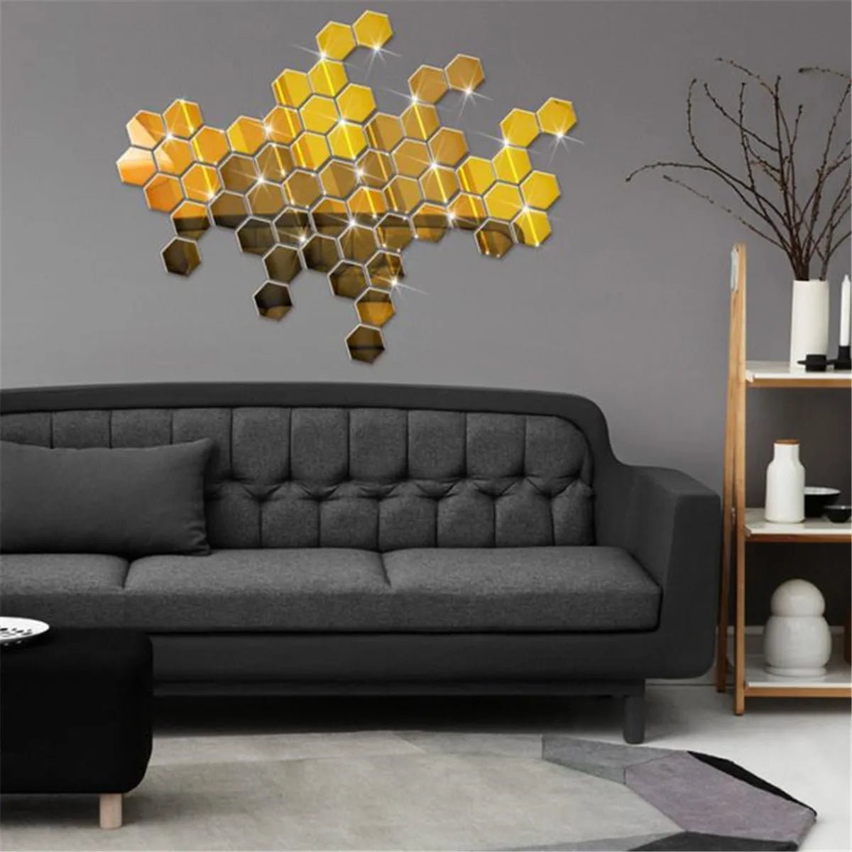 Hexagon 3D Mirror Wall Sticker Multiple Sizes DIY TV Background Living Room Stickers Wall Decor Bedroom Bathroom Home Decoration - Thrifty Delights