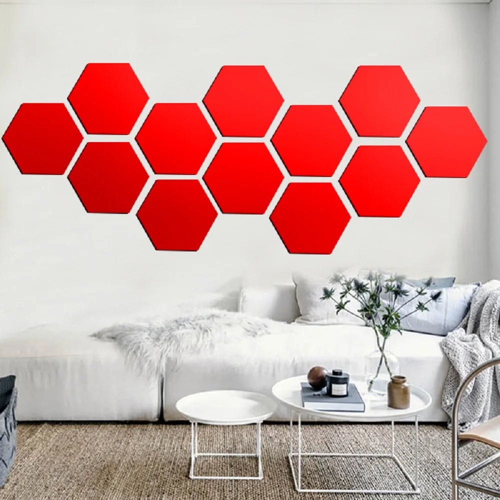 Hexagon 3D Mirror Wall Sticker Multiple Sizes DIY TV Background Living Room Stickers Wall Decor Bedroom Bathroom Home Decoration - Thrifty Delights