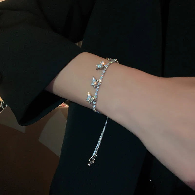 4pc Punk Cuban Curb Chain Bracelets Set for Women, Gold Color Jewelry