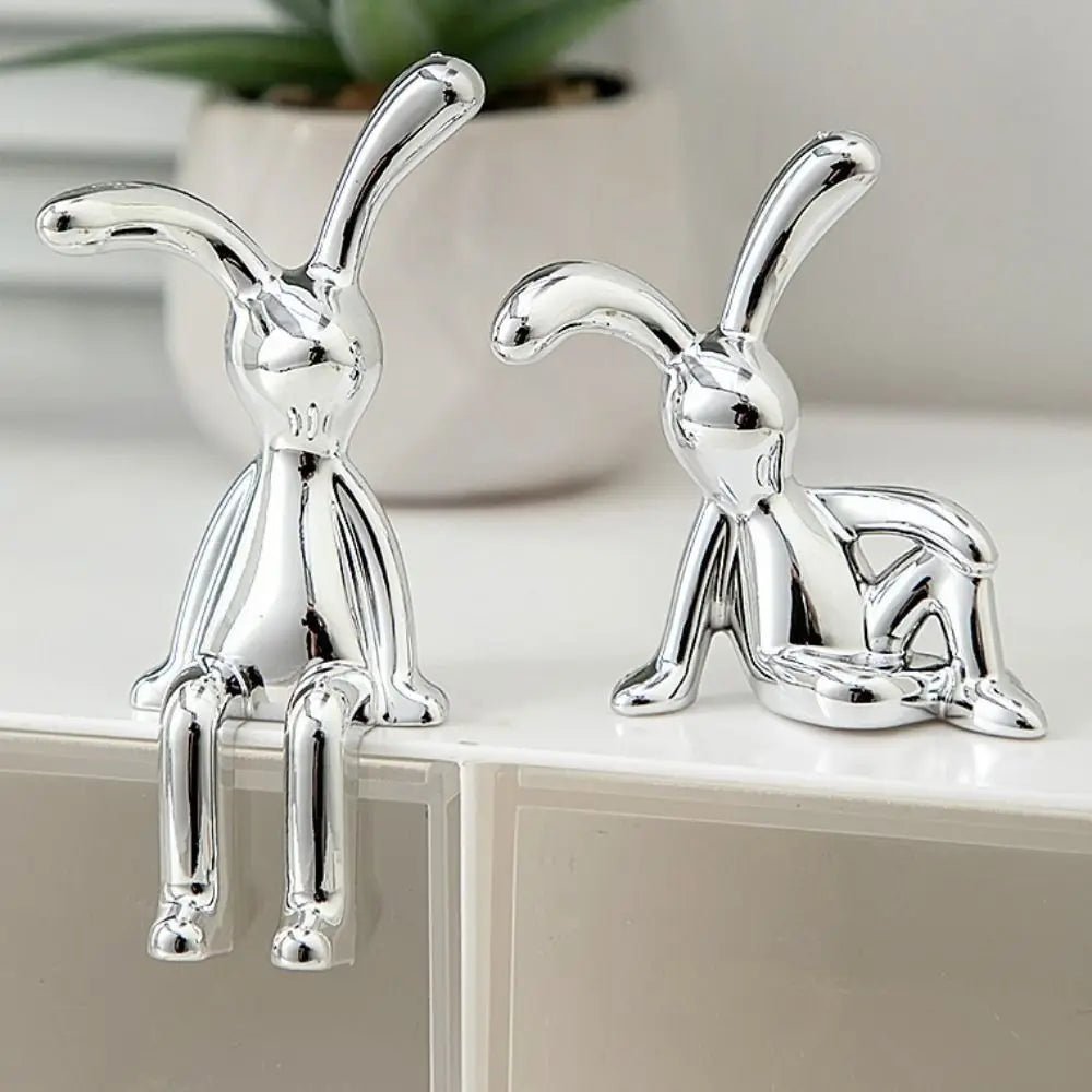 1pc Long Eared Rabbit Center Console Decor Pastable Plating Rabbit 3D DIY Home Furnishings Ornament - Thrifty Delights